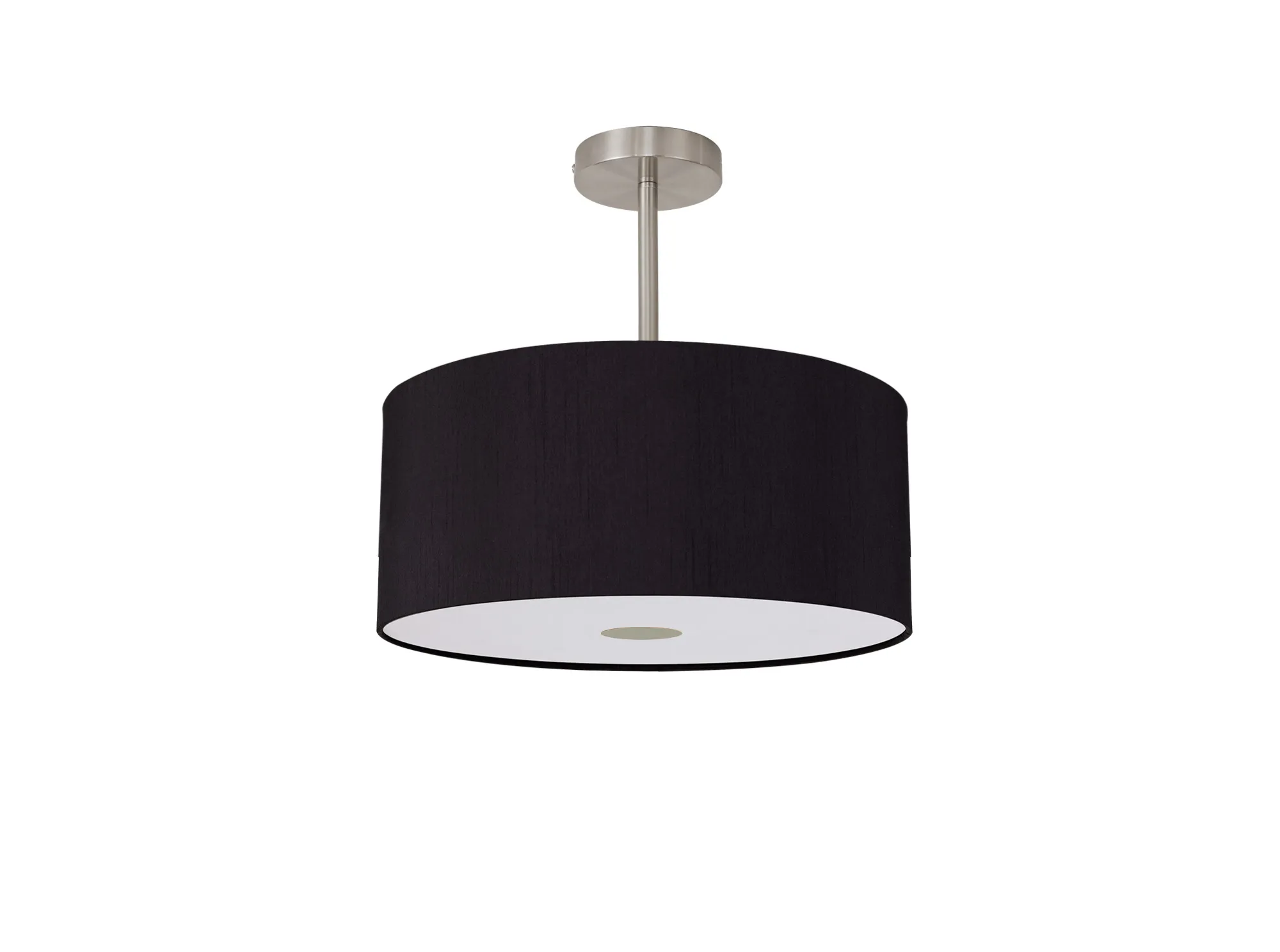 Baymont 40cm Semi Flush 1 Light Satin Nickel, Midnight Black/Green Olive, Frosted Diffuser DK0259  Deco Baymont